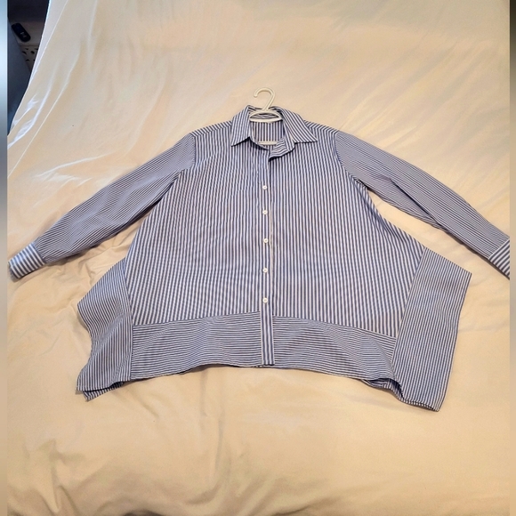 Blue striped,flowy button-up, small - Picture 1 of 1
